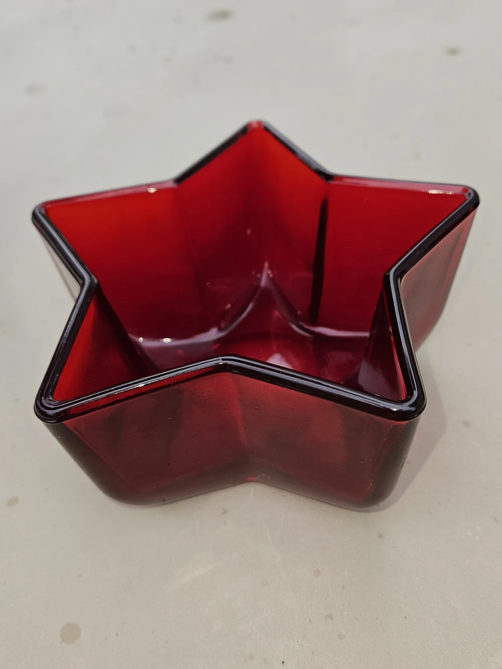 Ruby Red Vintage Red Star Glass Dish